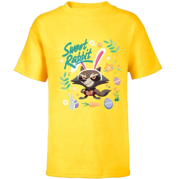 Marvel Guardians of the Galaxy Rocket Sweet Rabbit Easter - Short Sleeve T-Shirt for Kids - Customized-Yellow