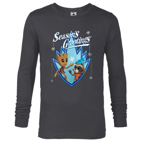 Marvel Guardians of the Galaxy Season’s Grootings Holiday Standard - Long Sleeve T-Shirt for Men – Customized-Charcoal Heather