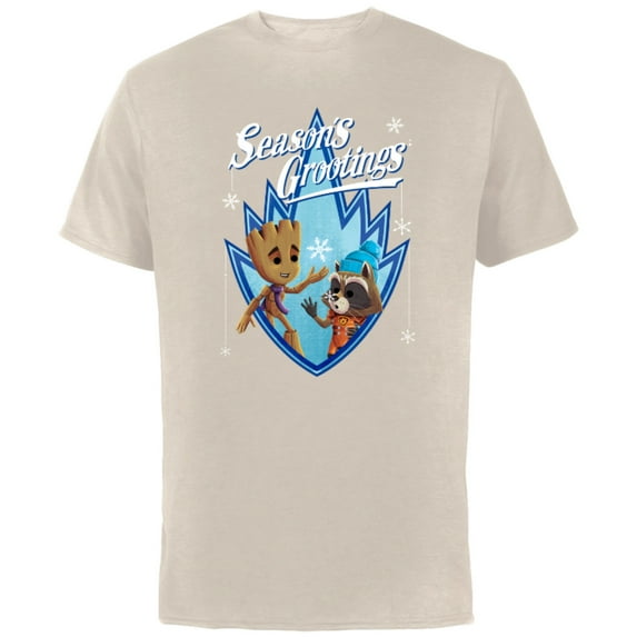 Marvel Guardians of the Galaxy Season’s Grootings Holiday Standard - Short Sleeve Cotton T-Shirt for Adults - Customized-Natural