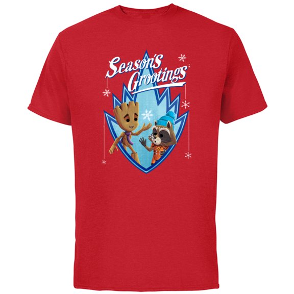 Marvel Guardians of the Galaxy Season’s Grootings Holiday Standard - Short Sleeve Cotton T-Shirt for Adults - Customized-Red