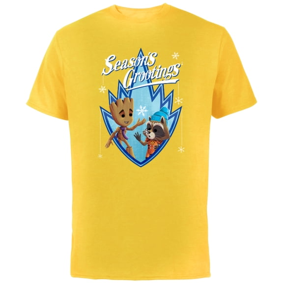 Marvel Guardians of the Galaxy Season’s Grootings Holiday Standard - Short Sleeve Cotton T-Shirt for Adults - Customized-Yellow