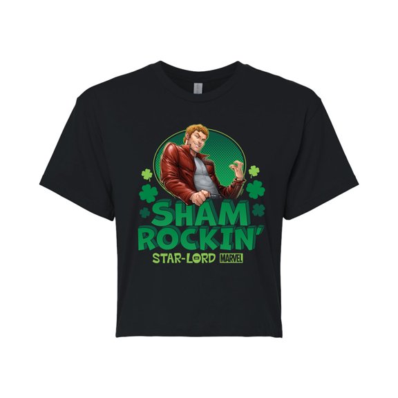 Marvel Guardians of the Galaxy - Shamrockin' Star-Lord St. Patrick's Day - Juniors Cropped Graphic T-Shirt