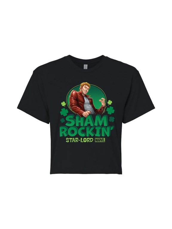 Guardians of the Galaxy - Shamrockin' Star-Lord St. Patrick's Day - Juniors Cropped Graphic T-Shirt