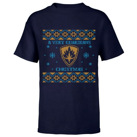 Marvel Guardians of the Galaxy Very Guardians Christmas - Short Sleeve T-Shirt for Kids - Customized-Navy