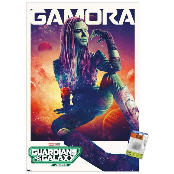 Marvel Guardians of the Galaxy Vol. 3 - Gamora One Sheet Wall Poster with Pushpins, 22.375" x 34"