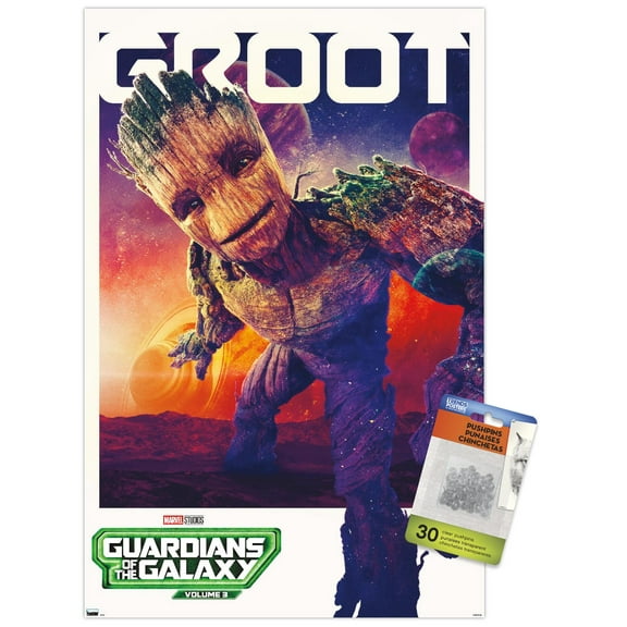 Marvel Guardians of the Galaxy Vol. 3 - Groot One Sheet Wall Poster with Push Pins, 14.725" x 22.375"
