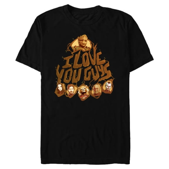 Marvel Guardians of the Galaxy Vol. 3 I Love You Guys Groot - Short Sleeve Blended T-Shirt for Adults - Customized-Black