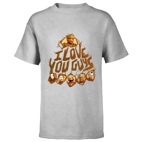 Marvel Guardians of the Galaxy Vol. 3 I Love You Guys Groot - Short Sleeve T-Shirt for Kids - Customized-Athletic Heather