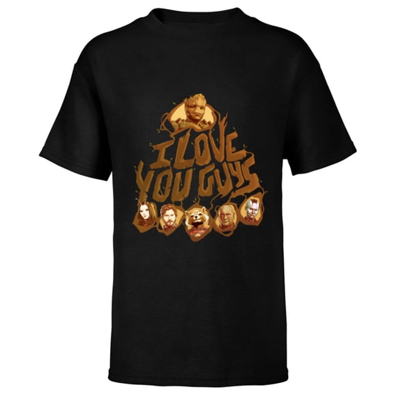 Marvel Guardians of the Galaxy Vol. 3 I Love You Guys Groot - Short Sleeve T-Shirt for Kids - Customized-Black