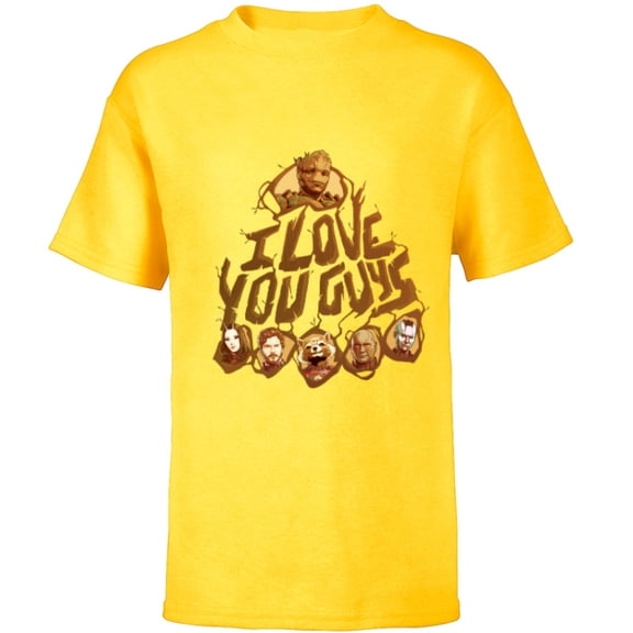 Marvel Guardians of the Galaxy Vol. 3 I Love You Guys Groot - Short Sleeve T-Shirt for Kids - Customized-Yellow