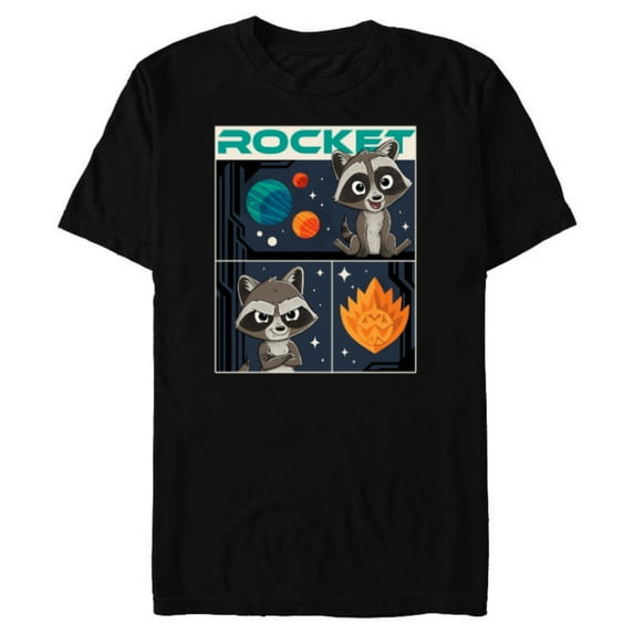 Marvel Guardians of the Galaxy Volume 3 Baby Rocket Panels - Short Sleeve Blended T-Shirt for Adults - Customized-Black