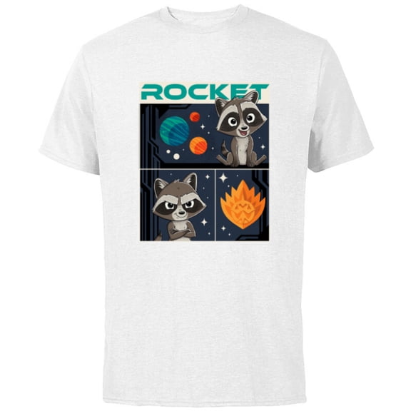 Marvel Guardians of the Galaxy Volume 3 Baby Rocket Panels - Short Sleeve Cotton T-Shirt for Adults - Customized-White