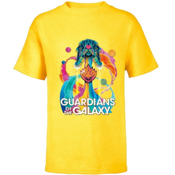 Marvel Guardians of the Galaxy Volume 3 Bowie Space Rainbow - Short Sleeve T-Shirt for Kids - Customized-Yellow
