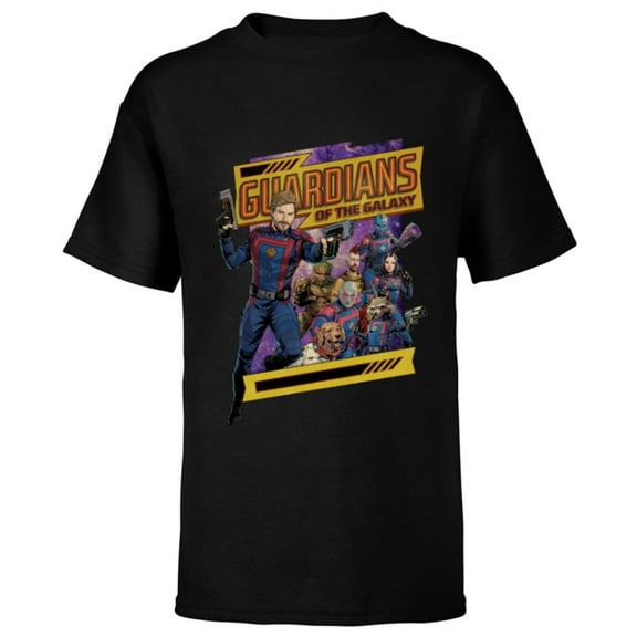 Marvel Guardians of the Galaxy Volume 3 Comic Style and Logo - Short Sleeve T-Shirt for Kids - Customized-Black