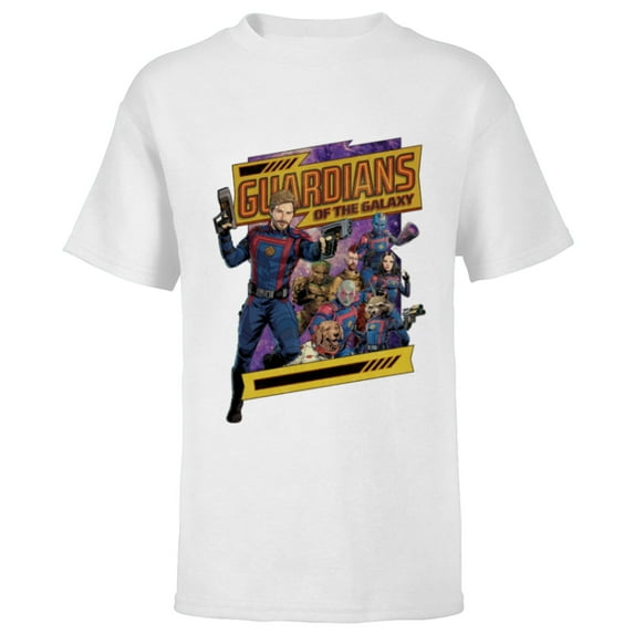 Marvel Guardians of the Galaxy Volume 3 Comic Style and Logo - Short Sleeve T-Shirt for Kids - Customized-White