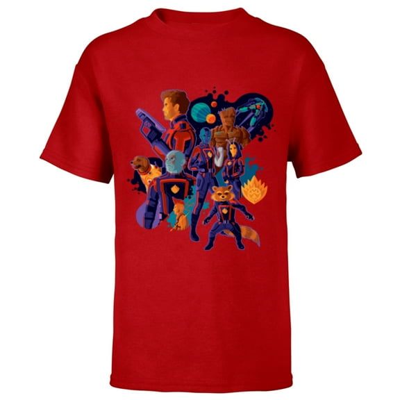 Marvel Guardians of the Galaxy Volume 3 Cosmic Team - Short Sleeve T-Shirt for Kids - Customized-Red