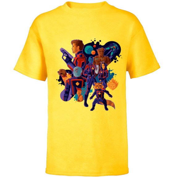 Marvel Guardians of the Galaxy Volume 3 Cosmic Team - Short Sleeve T-Shirt for Kids - Customized-Yellow