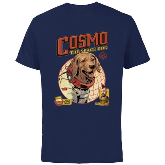 Marvel Guardians of the Galaxy Volume 3 Cosmo the Space Dog - Short Sleeve Cotton T-Shirt for Adults - Customized-Navy