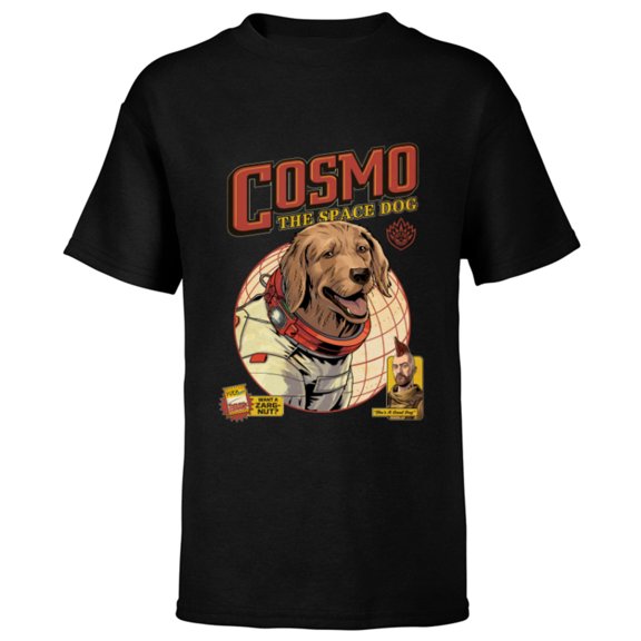 Marvel Guardians of the Galaxy Volume 3 Cosmo the Space Dog - Short Sleeve T-Shirt for Kids - Customized-Black