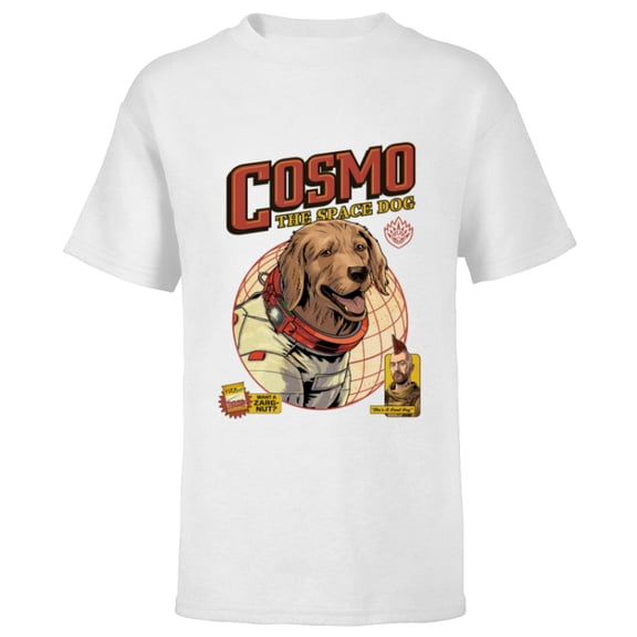 Marvel Guardians of the Galaxy Volume 3 Cosmo the Space Dog - Short Sleeve T-Shirt for Kids - Customized-White