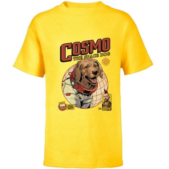 Marvel Guardians of the Galaxy Volume 3 Cosmo the Space Dog - Short Sleeve T-Shirt for Kids - Customized-Yellow