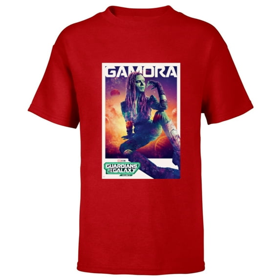 Marvel Guardians of the Galaxy Volume 3 Gamora Poster - Short Sleeve T-Shirt for Kids - Customized-Red