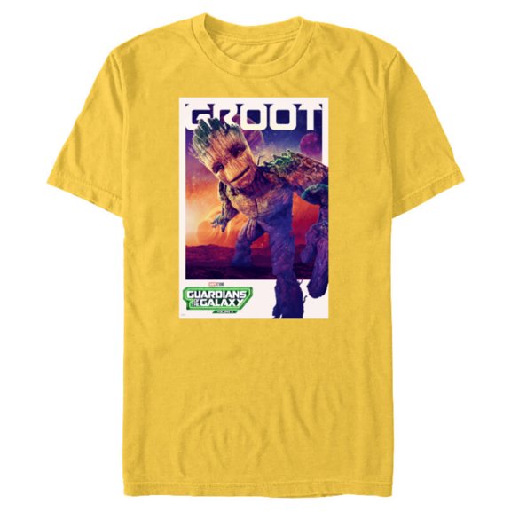 Marvel Guardians of the Galaxy Volume 3 Groot Poster - Short Sleeve Blended T-Shirt for Adults - Customized-Yellow