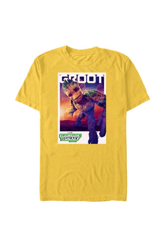 Guardians of the Galaxy Volume 3 Groot Poster - Short Sleeve Blended T-Shirt for Adults - Customized-Yellow