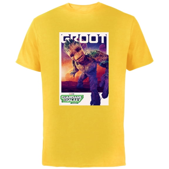 Marvel Guardians of the Galaxy Volume 3 Groot Poster - Short Sleeve Cotton T-Shirt for Adults - Customized-Yellow