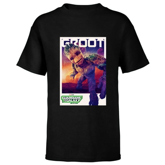 Marvel Guardians of the Galaxy Volume 3 Groot Poster - Short Sleeve T-Shirt for Kids - Customized-Black