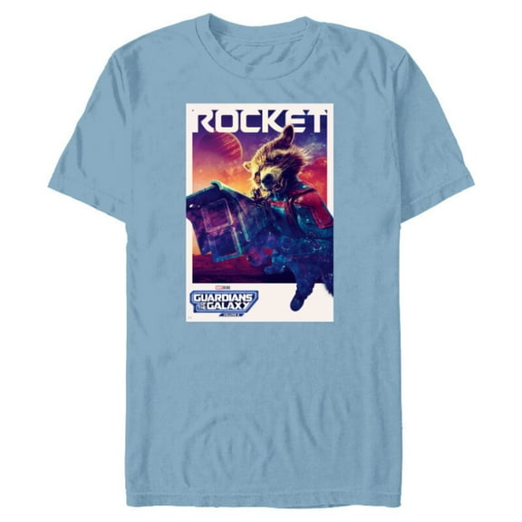 Marvel Guardians of the Galaxy Volume 3 Rocket Poster - Short Sleeve Blended T-Shirt for Adults - Customized-Ocean Blue