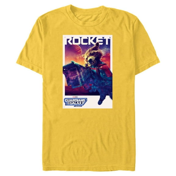 Marvel Guardians of the Galaxy Volume 3 Rocket Poster - Short Sleeve Blended T-Shirt for Adults - Customized-Yellow