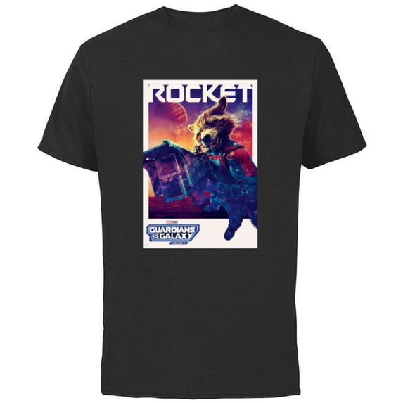 Marvel Guardians of the Galaxy Volume 3 Rocket Poster - Short Sleeve Cotton T-Shirt for Adults - Customized-Black