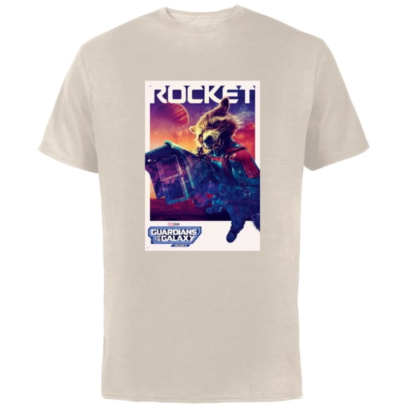 Marvel Guardians of the Galaxy Volume 3 Rocket Poster - Short Sleeve Cotton T-Shirt for Adults - Customized-Natural