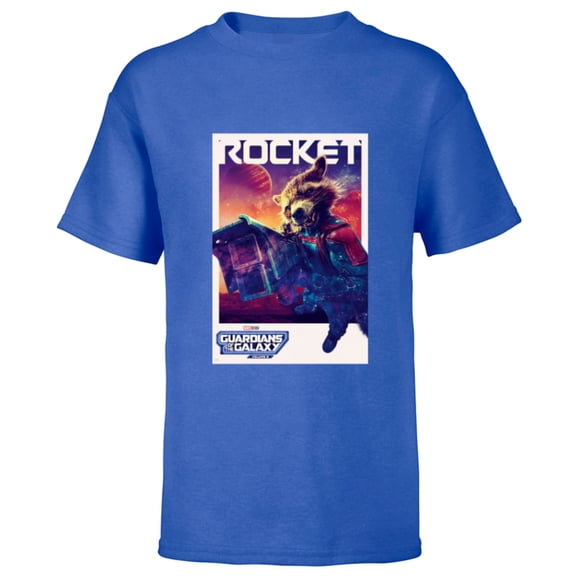 Marvel Guardians of the Galaxy Volume 3 Rocket Poster - Short Sleeve T-Shirt for Kids - Customized-Royal