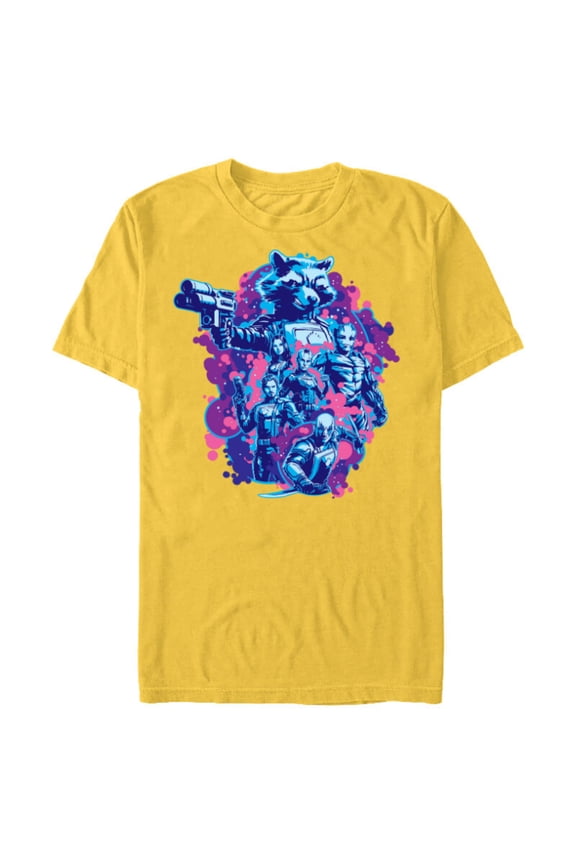 Guardians of the Galaxy Volume 3 Rocket & Team Space - Short Sleeve Blended T-Shirt for Adults - Customized-Yellow