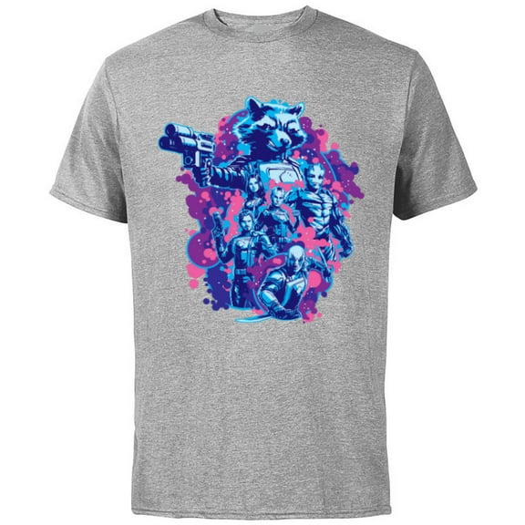 Marvel Guardians of the Galaxy Volume 3 Rocket & Team Space - Short Sleeve Cotton T-Shirt for Adults - Customized-Athletic Heather