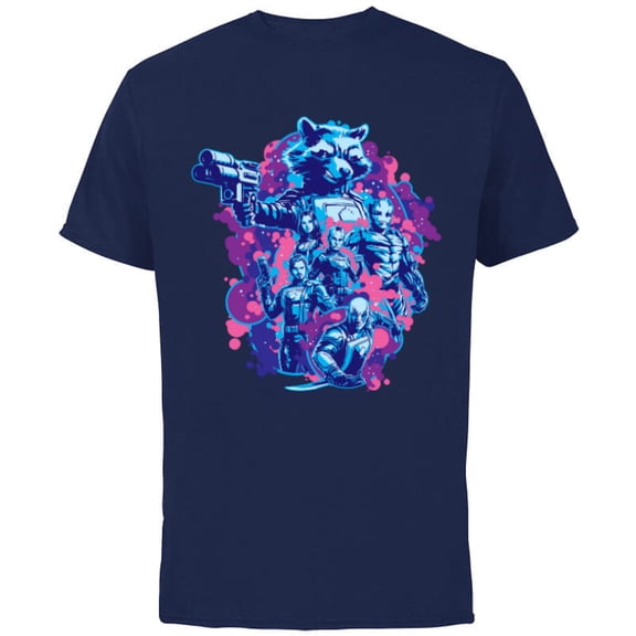 Marvel Guardians of the Galaxy Volume 3 Rocket & Team Space - Short Sleeve Cotton T-Shirt for Adults - Customized-Navy