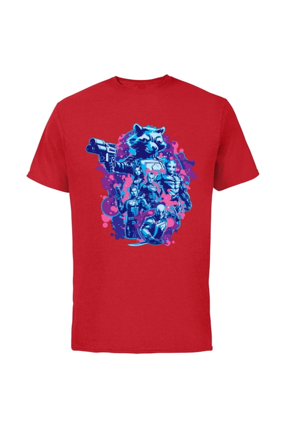 Guardians of the Galaxy Volume 3 Rocket & Team Space - Short Sleeve Cotton T-Shirt for Adults - Customized-Red