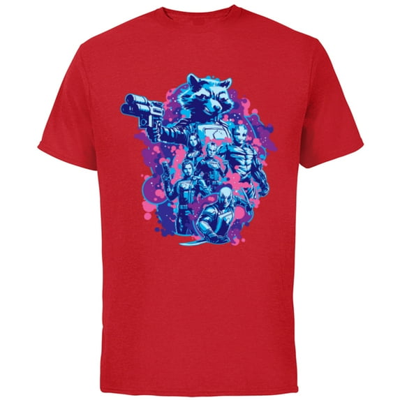 Marvel Guardians of the Galaxy Volume 3 Rocket & Team Space - Short Sleeve Cotton T-Shirt for Adults - Customized-Red