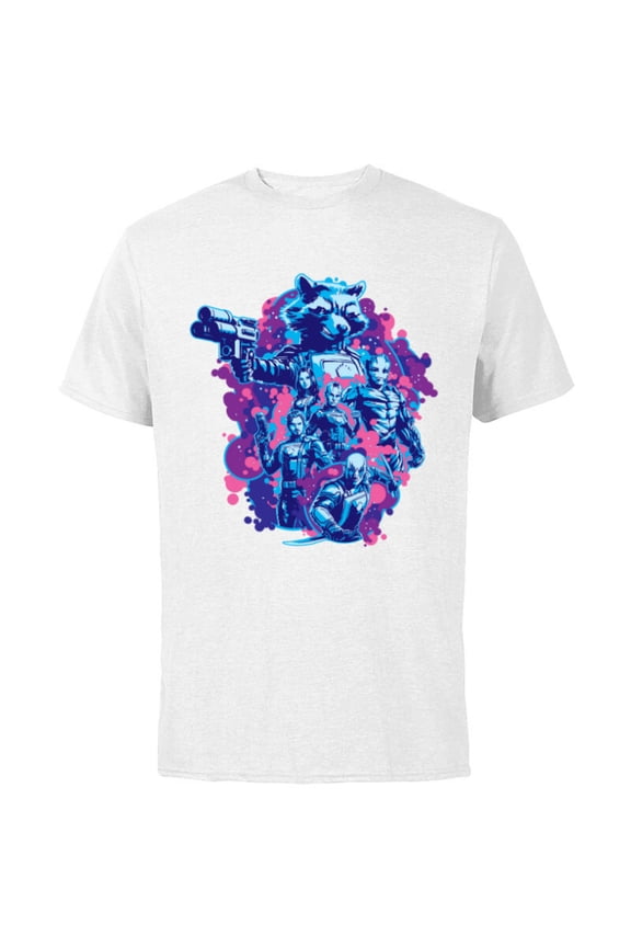 Guardians of the Galaxy Volume 3 Rocket & Team Space - Short Sleeve Cotton T-Shirt for Adults - Customized-White