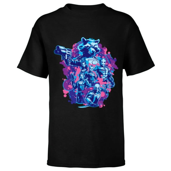 Marvel Guardians of the Galaxy Volume 3 Rocket & Team Space - Short Sleeve T-Shirt for Kids - Customized-Black