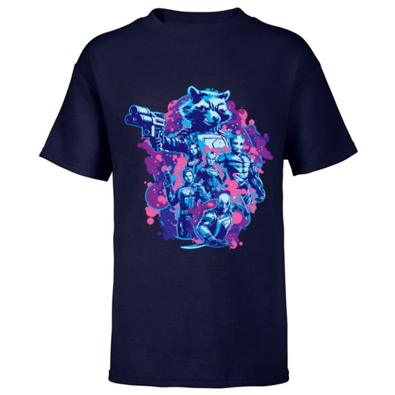 Marvel Guardians of the Galaxy Volume 3 Rocket & Team Space - Short Sleeve T-Shirt for Kids - Customized-Navy