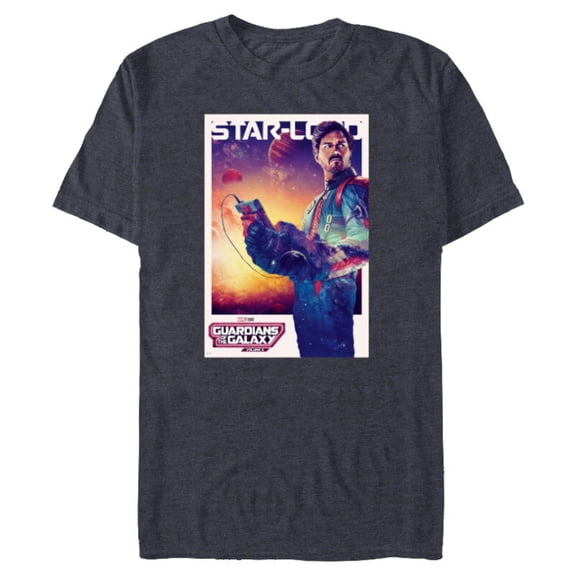 Marvel Guardians of the Galaxy Volume 3 Star-Lord Poster - Short Sleeve Blended T-Shirt for Adults - Customized-Navy Heather