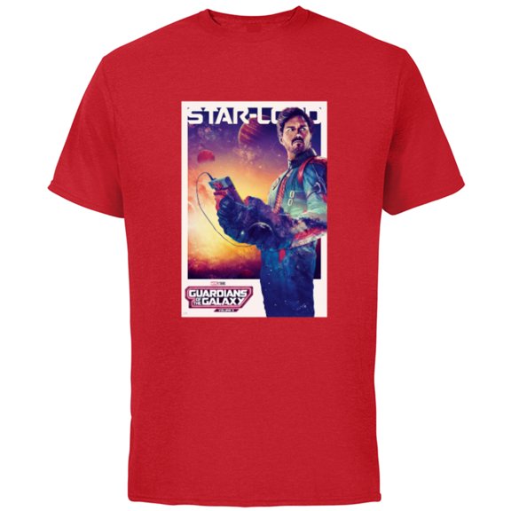 Marvel Guardians of the Galaxy Volume 3 Star-Lord Poster - Short Sleeve Cotton T-Shirt for Adults - Customized-Red