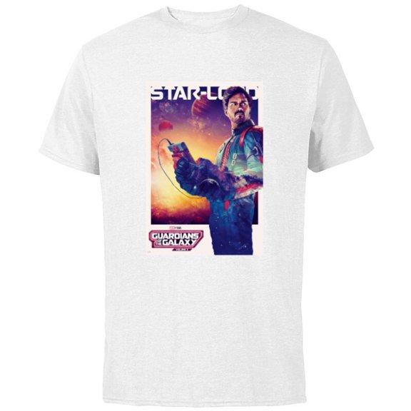 Marvel Guardians of the Galaxy Volume 3 Star-Lord Poster - Short Sleeve Cotton T-Shirt for Adults - Customized-White