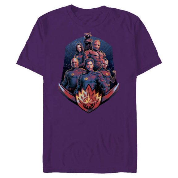 Marvel Guardians of the Galaxy Volume 3 Team with Badge - Short Sleeve Blended T-Shirt for Adults - Customized-Purple