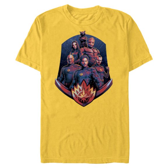 Marvel Guardians of the Galaxy Volume 3 Team with Badge - Short Sleeve Blended T-Shirt for Adults - Customized-Yellow