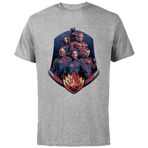 Marvel Guardians of the Galaxy Volume 3 Team with Badge - Short Sleeve Cotton T-Shirt for Adults - Customized-Athletic Heather