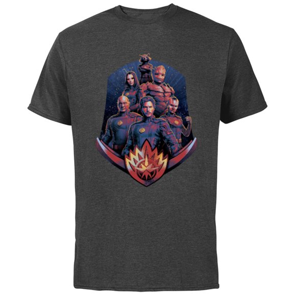 Marvel Guardians of the Galaxy Volume 3 Team with Badge - Short Sleeve Cotton T-Shirt for Adults - Customized-Charcoal